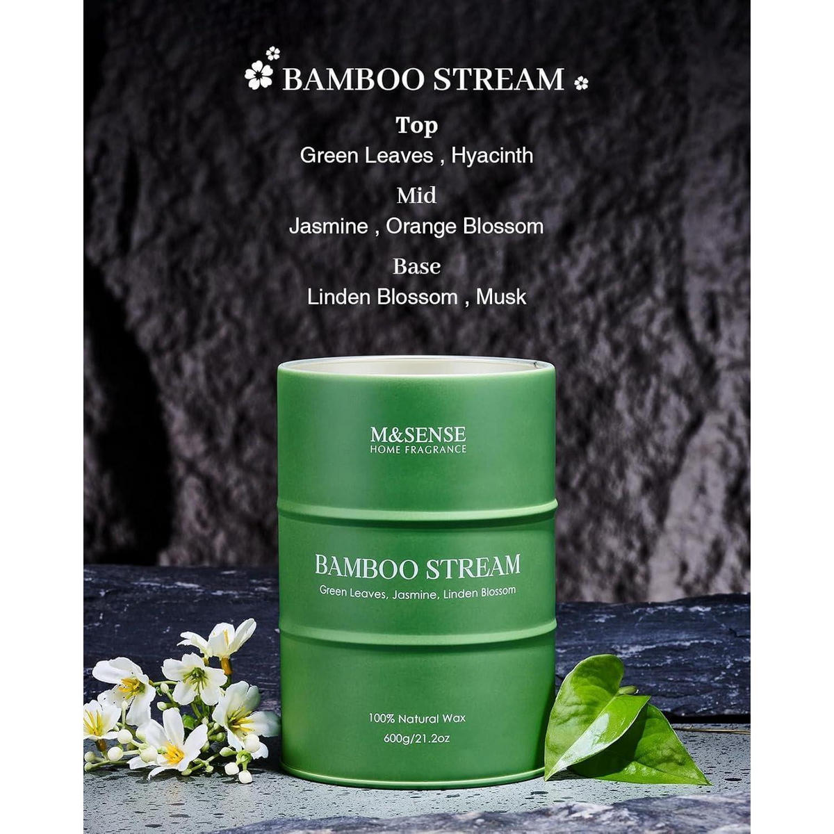 DUFTKERZE im Glas Bamboo Stream 600g Sojawachs - Grün, Paraffin (13cm)