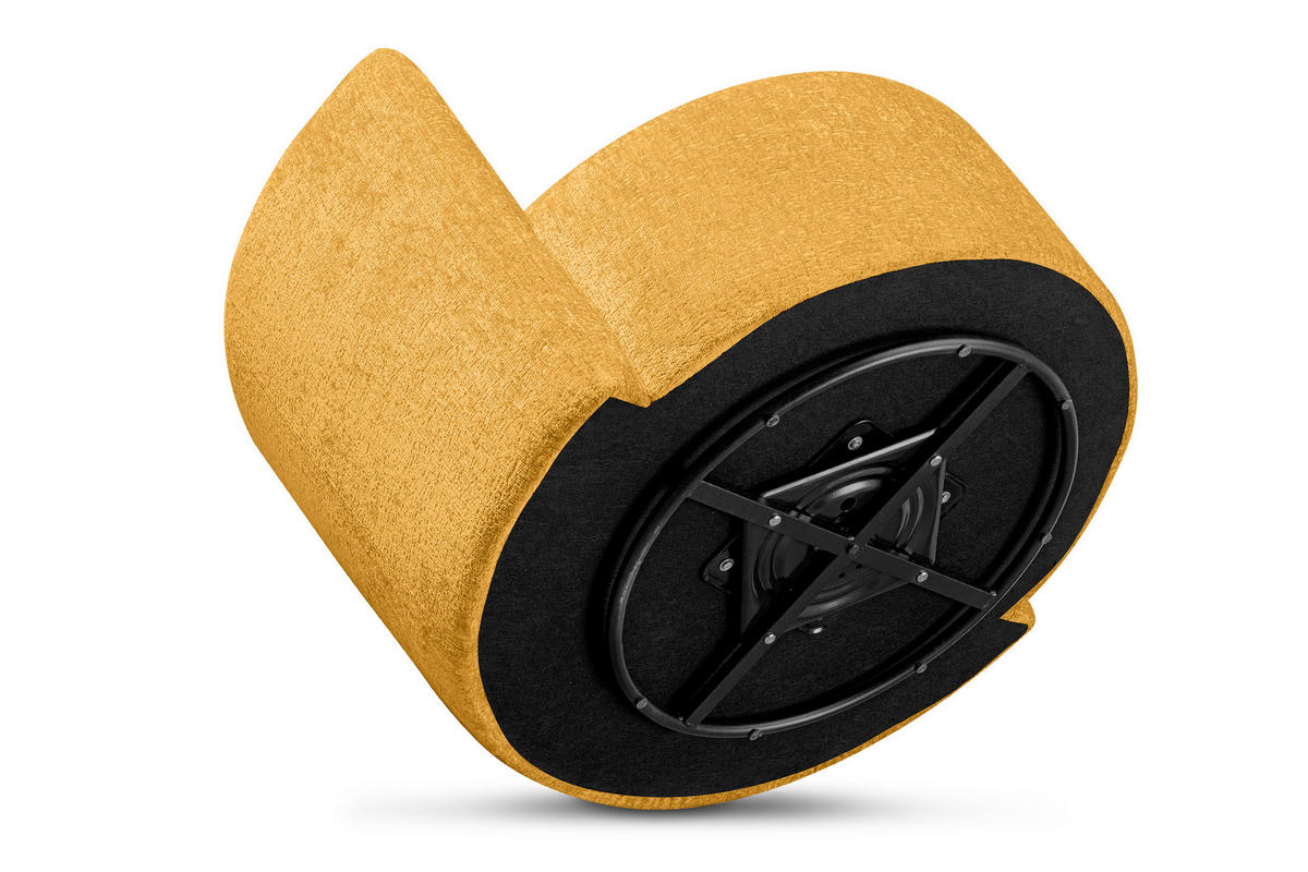 DREHSESSEL RAGGI 360° Drehfunktion mit inklusive dekorativem Kissen, Senfgelb - Hellgelb, Textil (92/75/94cm) - KONSIMO®