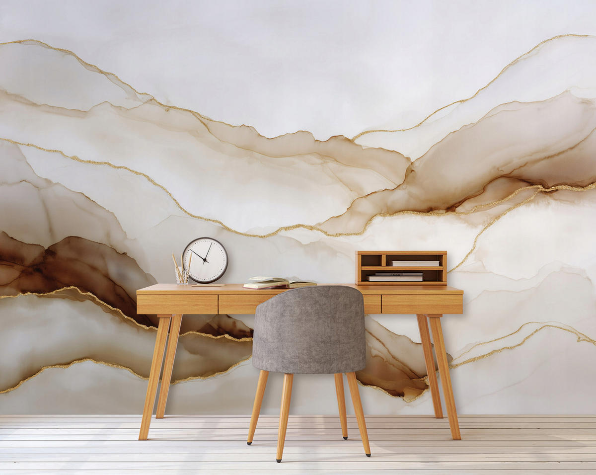 FOTOTAPETE Marmor Abstrakt Beige 250x175 cm - Multicolor, Papier (250/175cm) - Wallarena