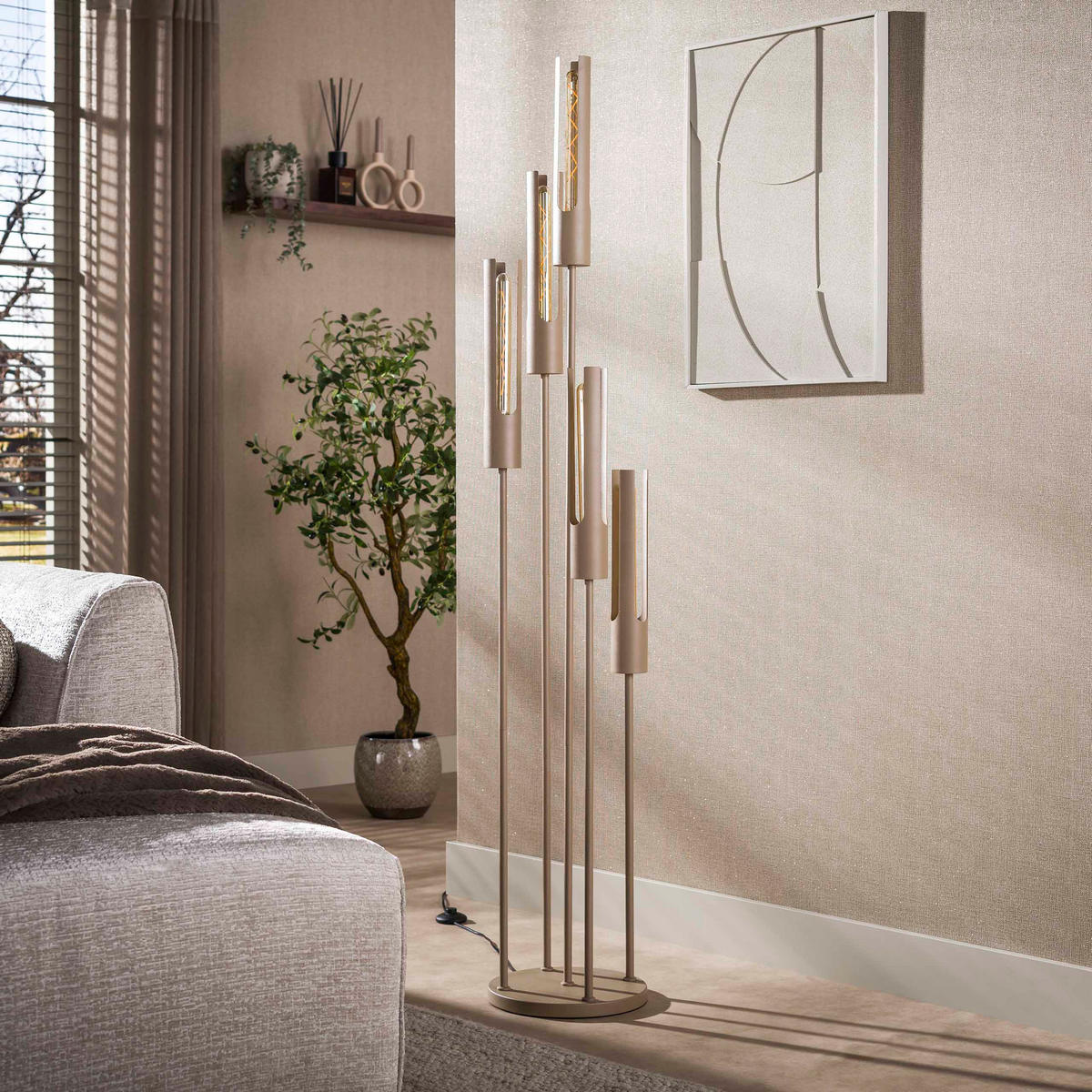 STEHLEUCHTE Tube Beige 30/30/175 cm - Beige, Metall (30/30/175cm) - Hoyz Collection
