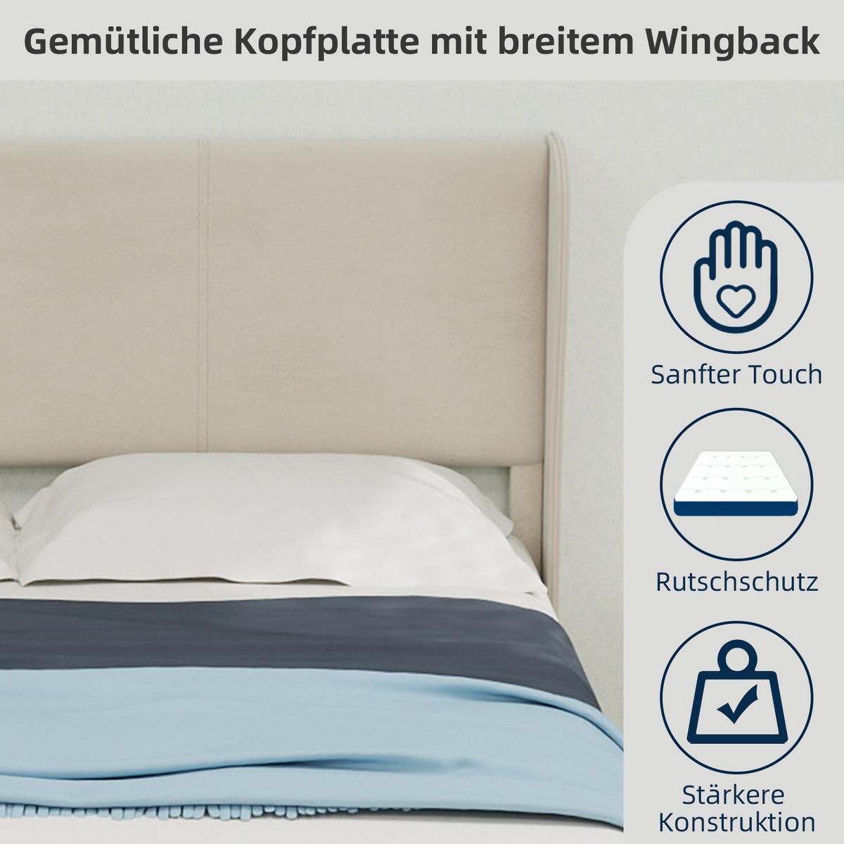 POLSTERBETT 140/200 cm in Beige Stoff - Beige, Holzwerkstoff/Textil (140/200cm) - WISHDOR