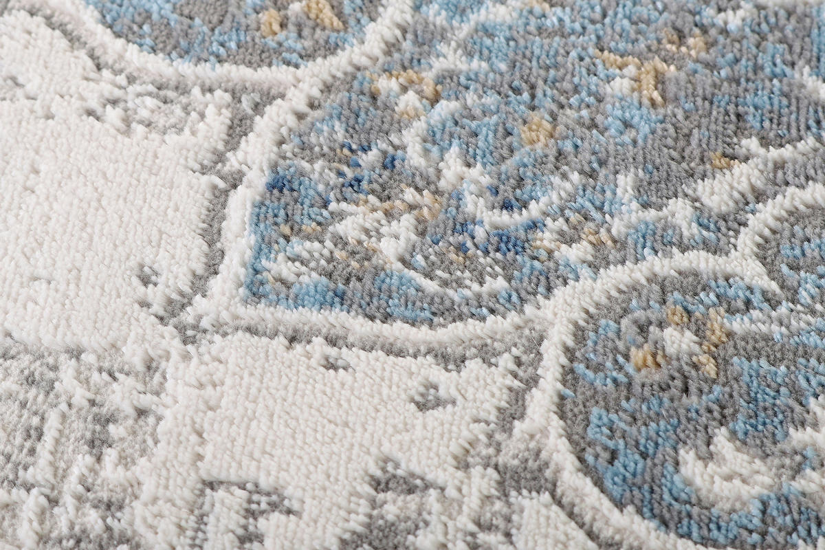 TEPPICH VALLEY Blau Rund 100/100 cm - Blau, Textil (100/100cm) - Tapiso