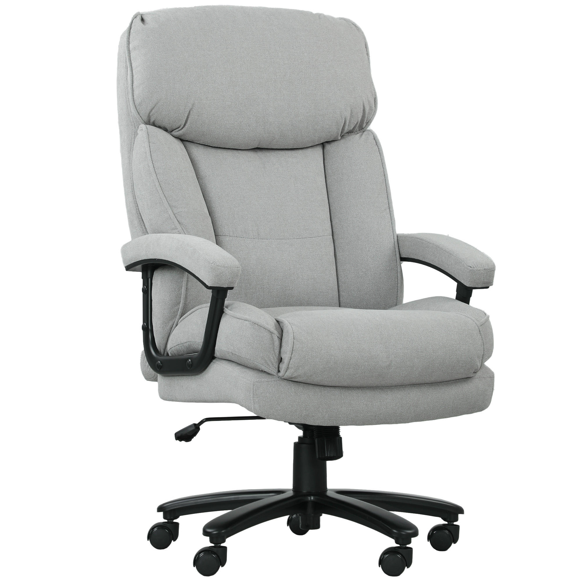 HOMCOM KANCELÁŘSKÁ ŽIDLE, ergonomická kancelářská židle s funkcí houpání, vzhled lnu, světle šedá