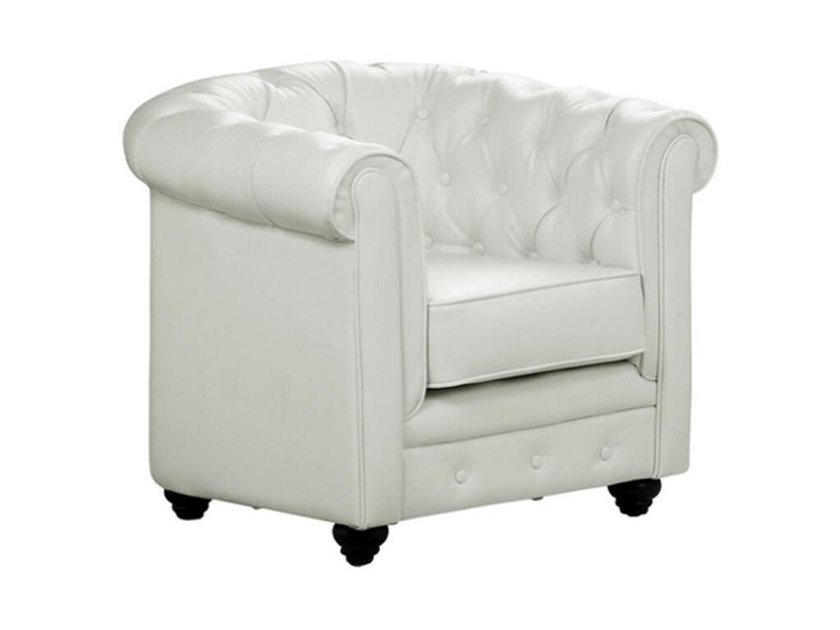 SESSEL 2er-Set - Kunstleder - Weiß - CHESTERFIELD - Weiß, Leder (78/72/82cm) - Vente-Unique