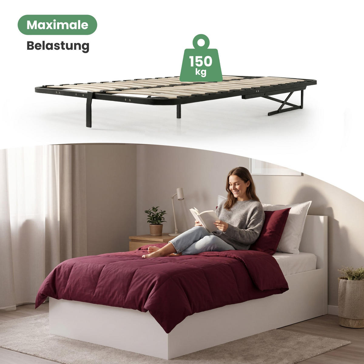 LATTENROST 100x200 cm - Schwarz, Holz/Metall (100/200cm) - Akord