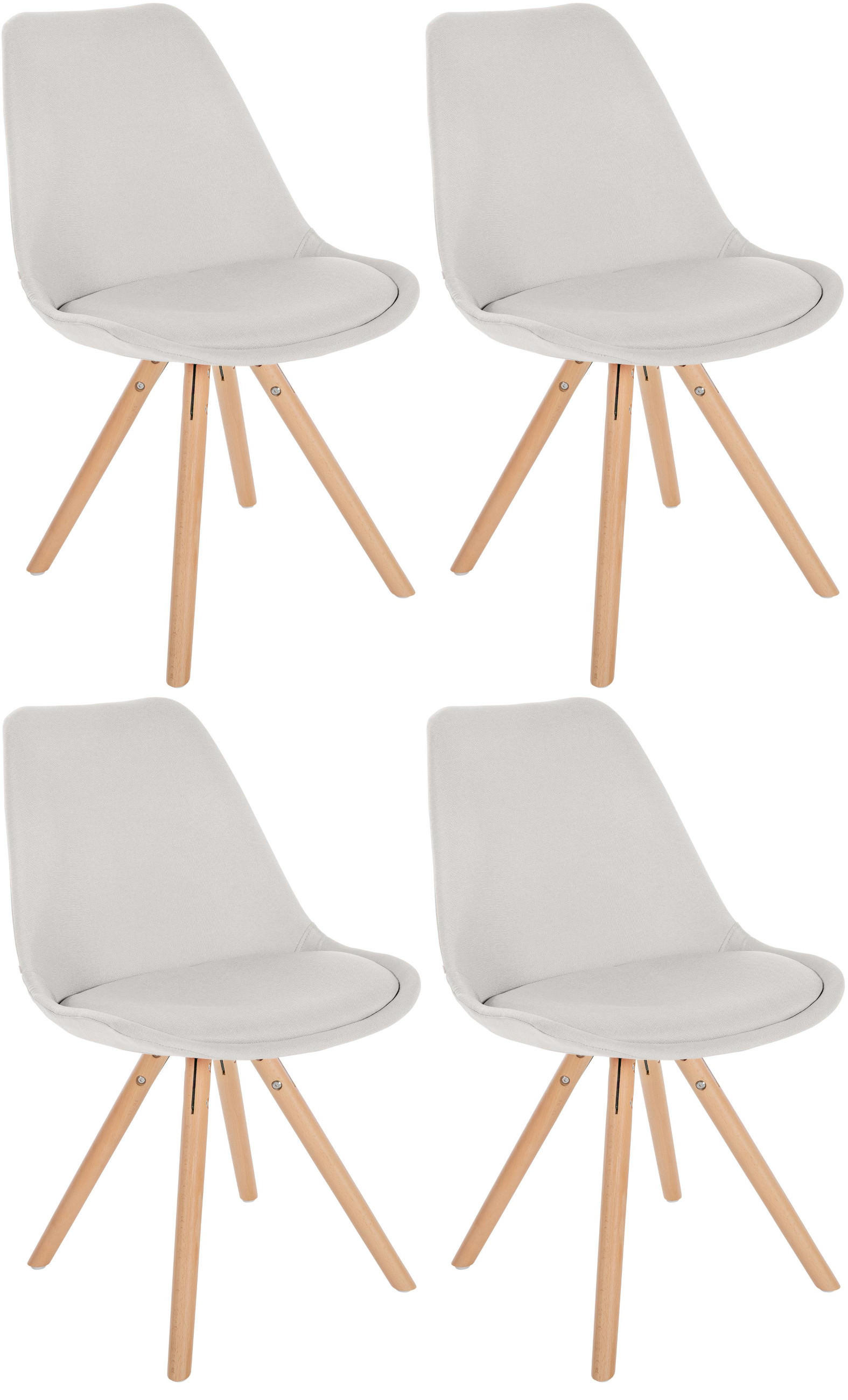 STUHL 4er Set Stoff creme - Eukalyptusholzfarben/Creme, Holz/Textil (48/81/54cm) - CLP
