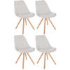 STUHL 4er Set Stoff creme - Eukalyptusholzfarben/Creme, Holz/Textil (48/81/54cm) - CLP