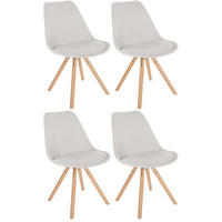 STUHL 4er Set Stoff creme - Eukalyptusholzfarben/Creme, Holz/Textil (48/81/54cm) - CLP