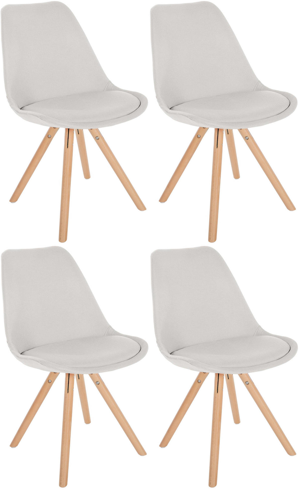 STUHL 4er Set Stoff creme - Eukalyptusholzfarben/Creme, Holz/Textil (48/81/54cm) - CLP