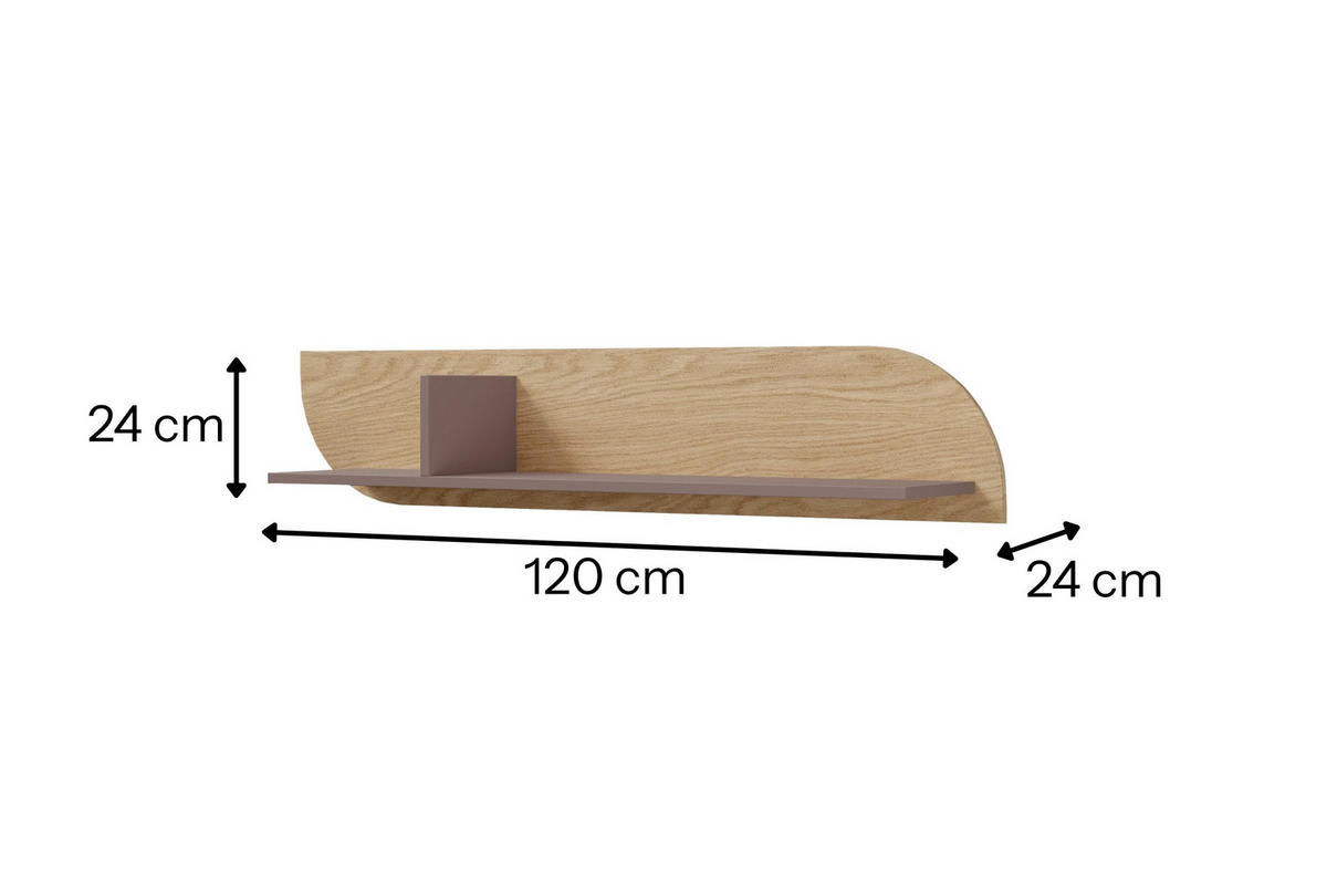 WANDREGAL CARLO 15 120/24/24 cm in Frühlingseiche / Toffee - Eichefarben, Holzwerkstoff (120/24/24cm) - Deine Möbel 24