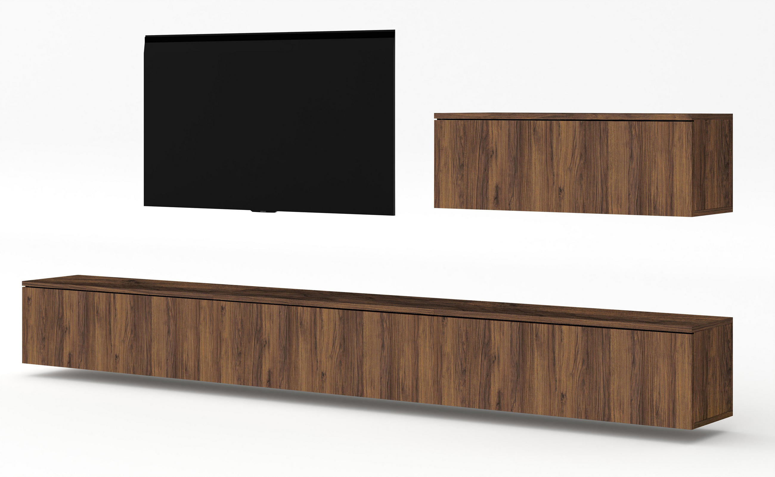 WOHNWAND Loriano IV Nussbaum Warmia 300/68/32 cm Anbauwand - Nussbaumfarben, Holzwerkstoff (300/68/32cm) - AX Living