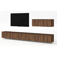 WOHNWAND Loriano IV Nussbaum Warmia 300/68/32 cm Anbauwand - Nussbaumfarben, Holzwerkstoff (300/68/32cm) - AX Living