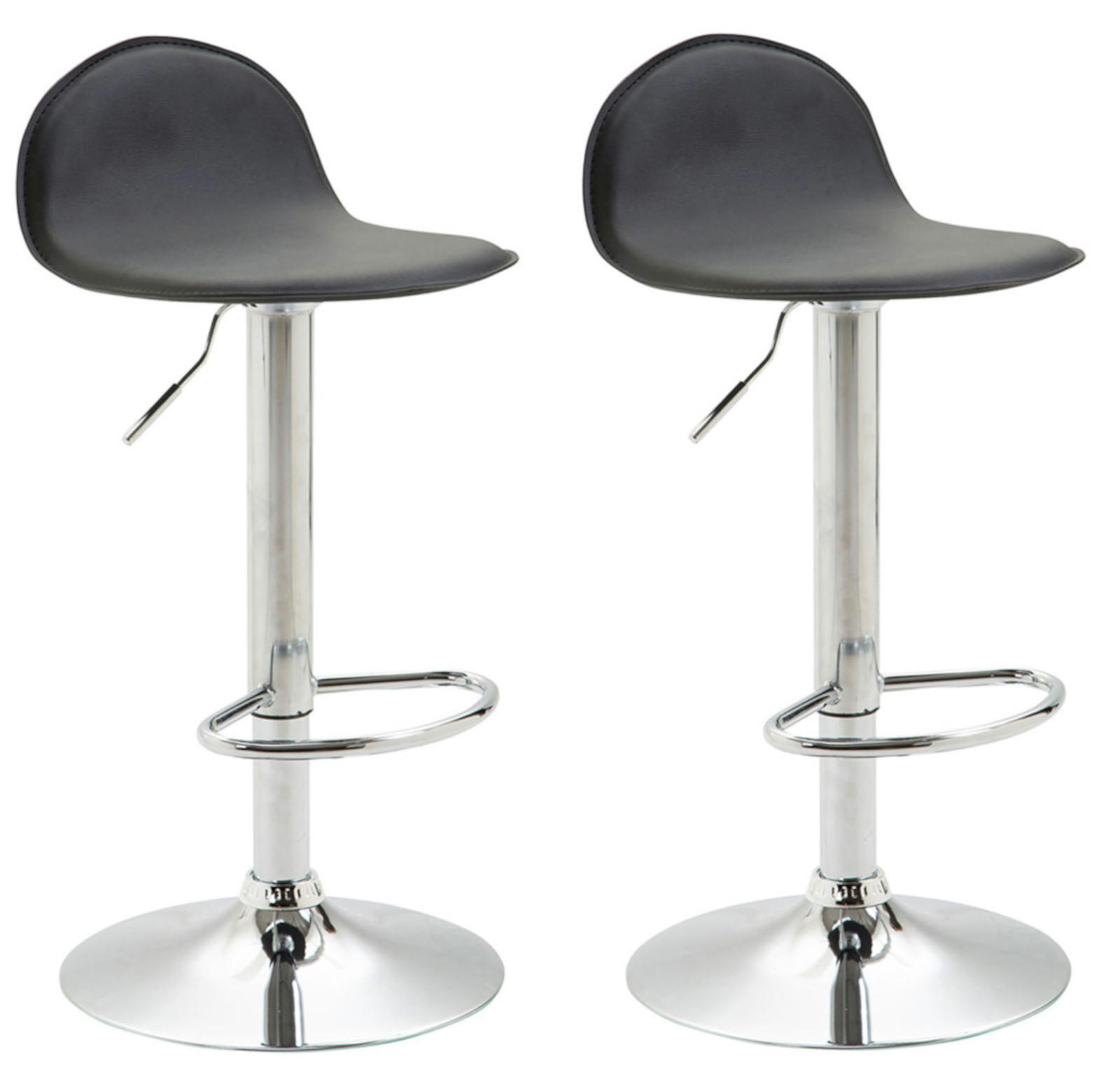BARHOCKER 2er Set Lederlook schwarz - Chromfarben/Schwarz, Textil/Metall (39/94/41cm) - CLP