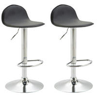 BARHOCKER 2er Set Lederlook schwarz - Chromfarben/Schwarz, Textil/Metall (39/94/41cm) - CLP
