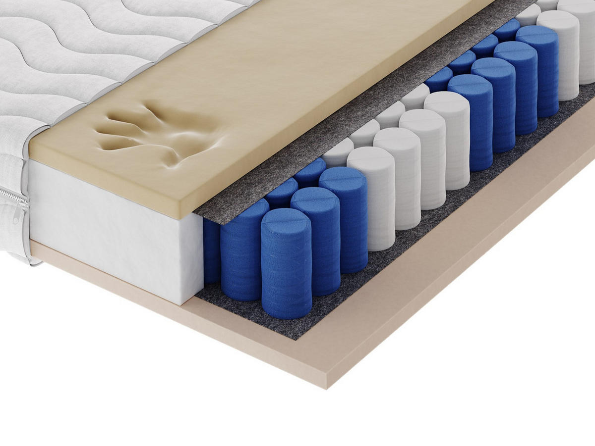 TASCHENFEDERKERNMATRATZE NOVARIS 120x200, H3, Höhe ca.: 20 cm - Weiß, Textil (120/200cm) - MASSENO