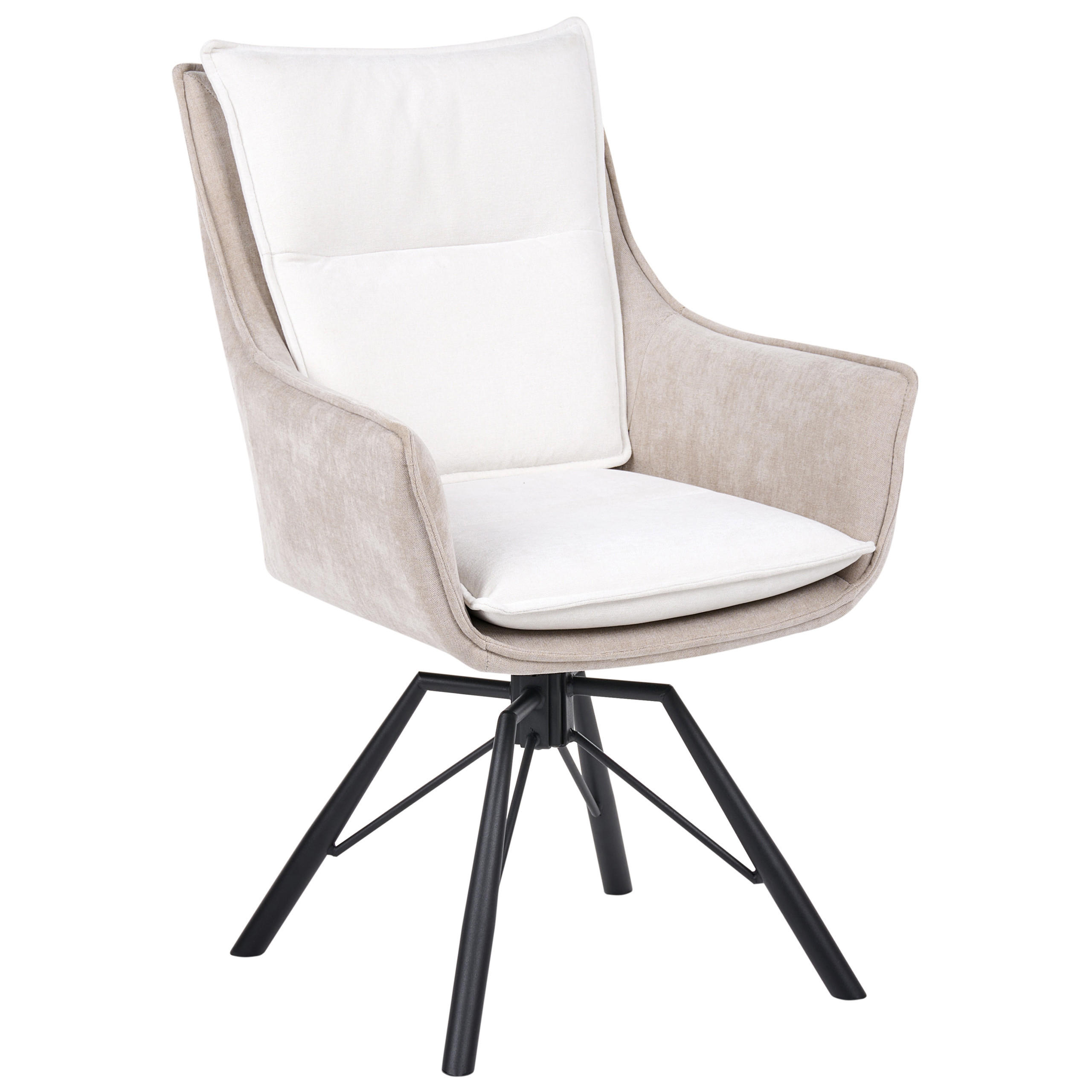 Beliani JÍDELNÍ ŽIDLE otočná Žinylková látka Krémově bílá/Béžová Anneberg