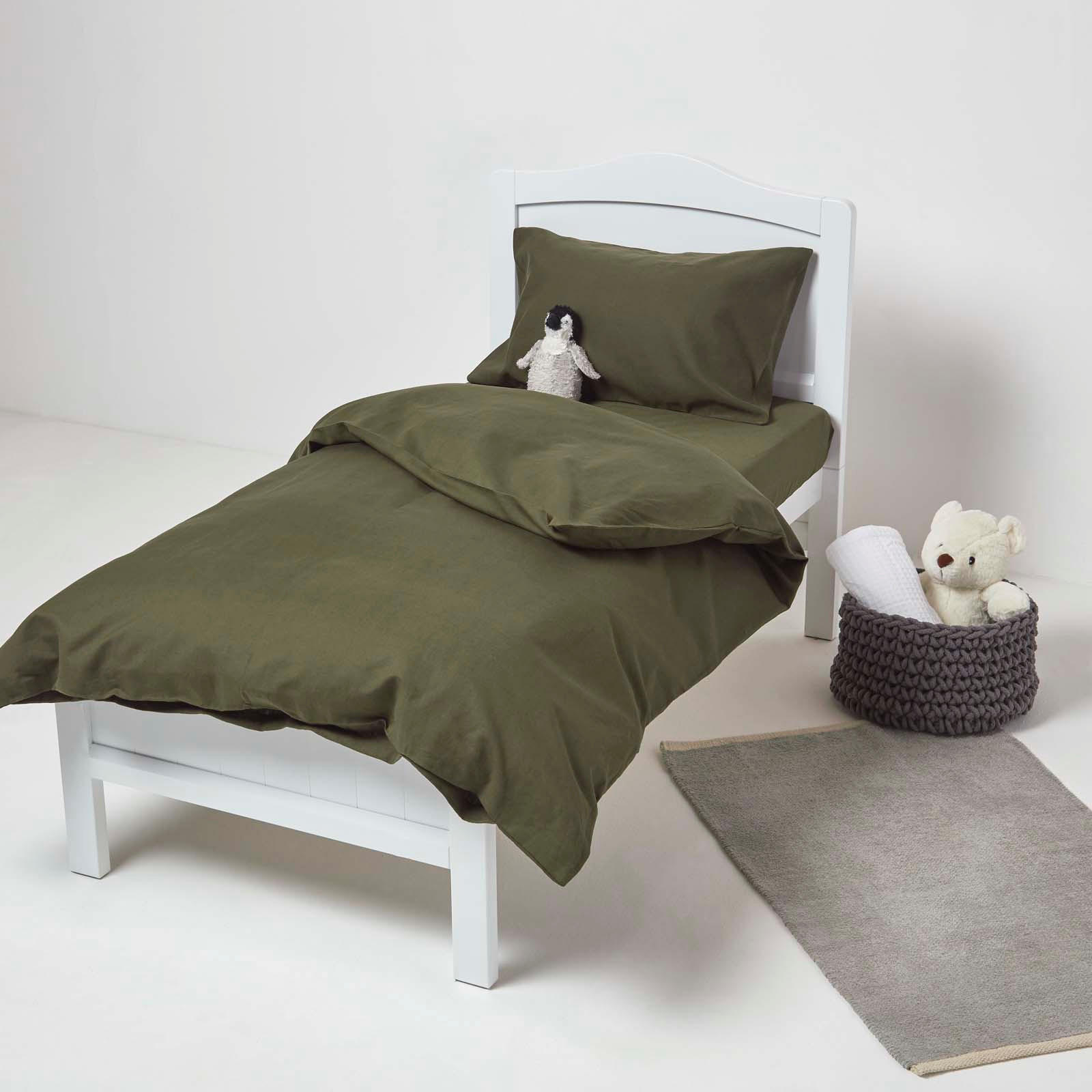 KINDERBETTWÄSCHE Leinen - Olivgrün, Textil (120/150cm) - Homescapes