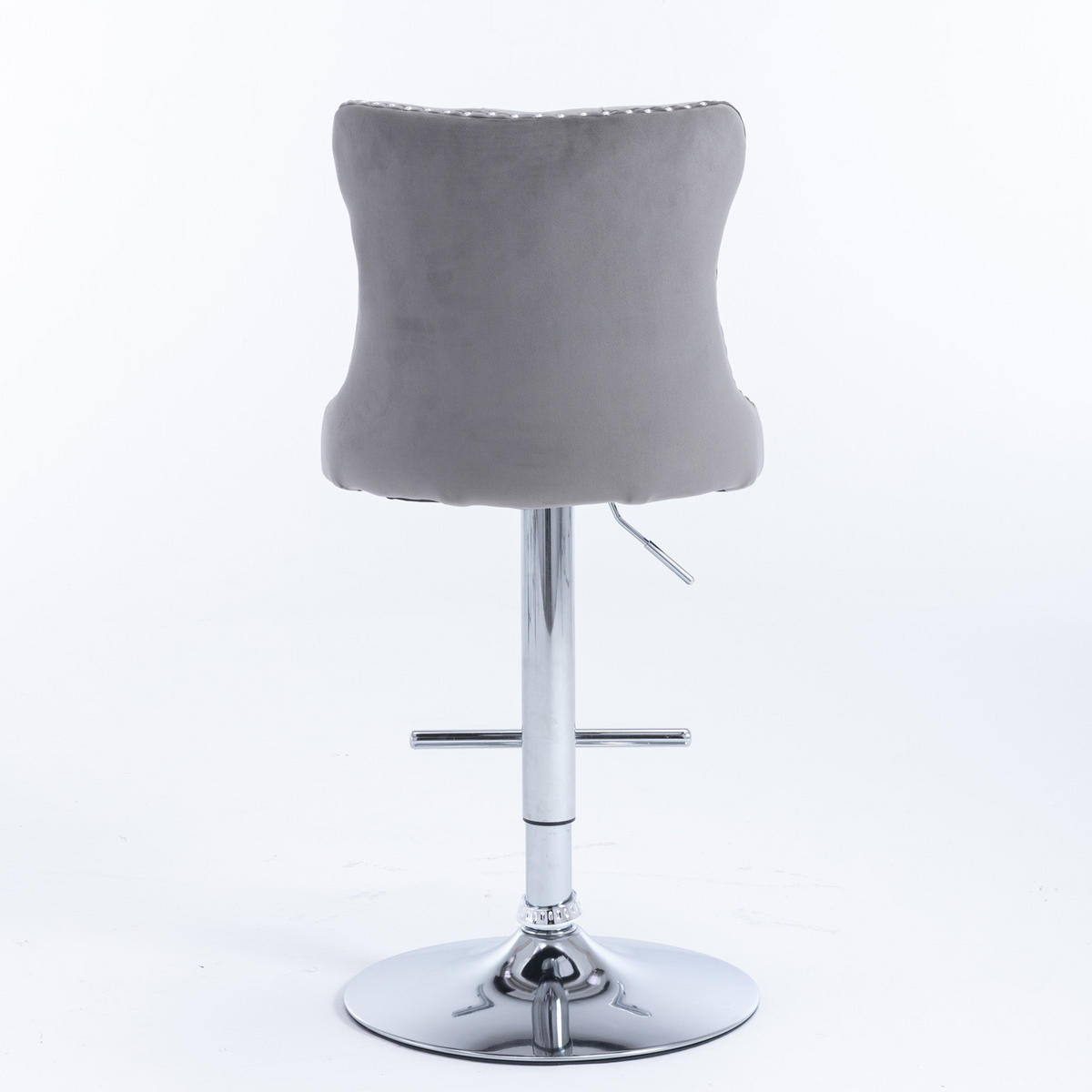 BARHOCKER 2er-Set höhenverstellbar mit Samtbezug, Grau - Grau, Textil (46/115/46cm)