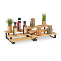 GEWÜRZREGAL - Hellbraun, Holz/Metall (32/11.5/24.5cm) - Relaxdays