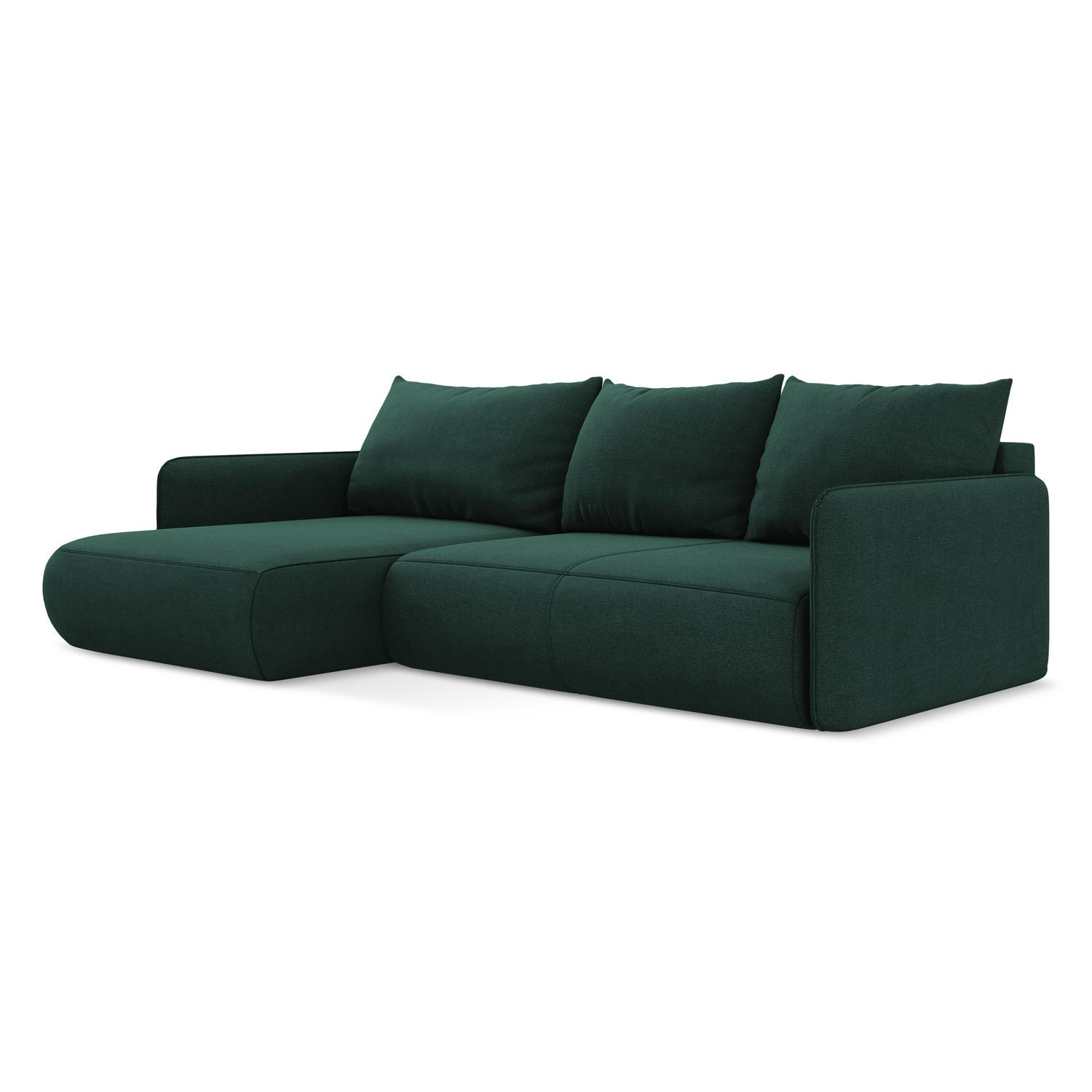 ECKSOFA mit Schlaffunktion Strukturstoff Stoff Grün - Dunkelgrün/Schwarz, Kunststoff/Textil (148/240cm) - LaMiaSofa