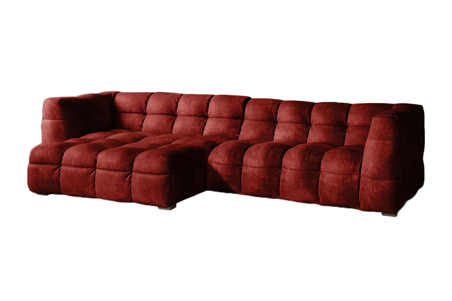 ECKSOFA RIO Bordeaux Velvet - Bordeaux/Schwarz, Textil (319/170cm) - KAWOLA
