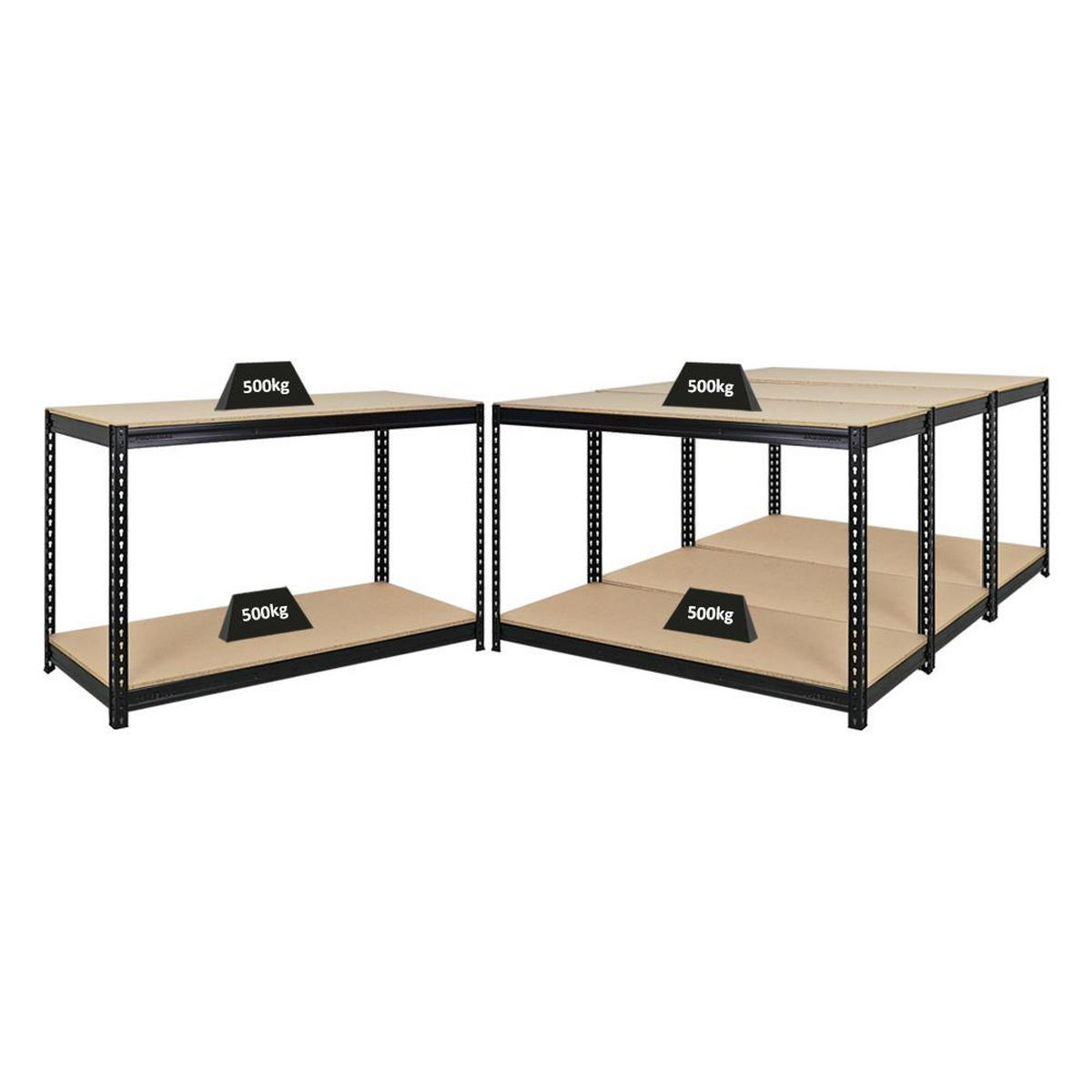 WERKBANK Strong Beast 3er-Set mit 3x 90x150x60 cm Fachlast 500 kg Schwarz - Schwarz, Metall (450/90/60cm) - PROREGAL