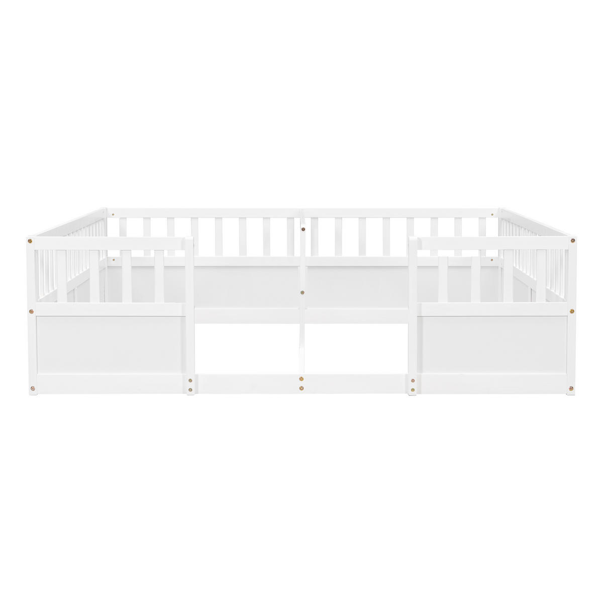 BODENBETT 2x 90/200 cm mit Schutzgeländern, DE-41875, in Weiß - Weiß, Holz (90/200cm) - ComfortXL
