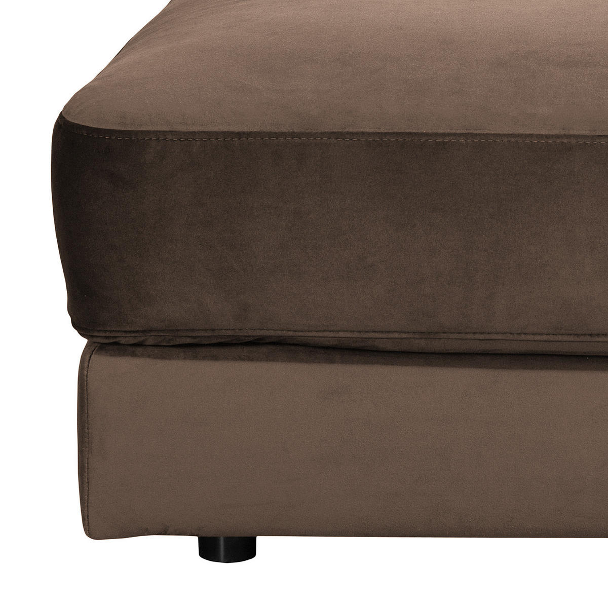 POLSTERHOCKER - Samt - Schwarz/Braun, Textil/Metall (112/42/112cm) - home24