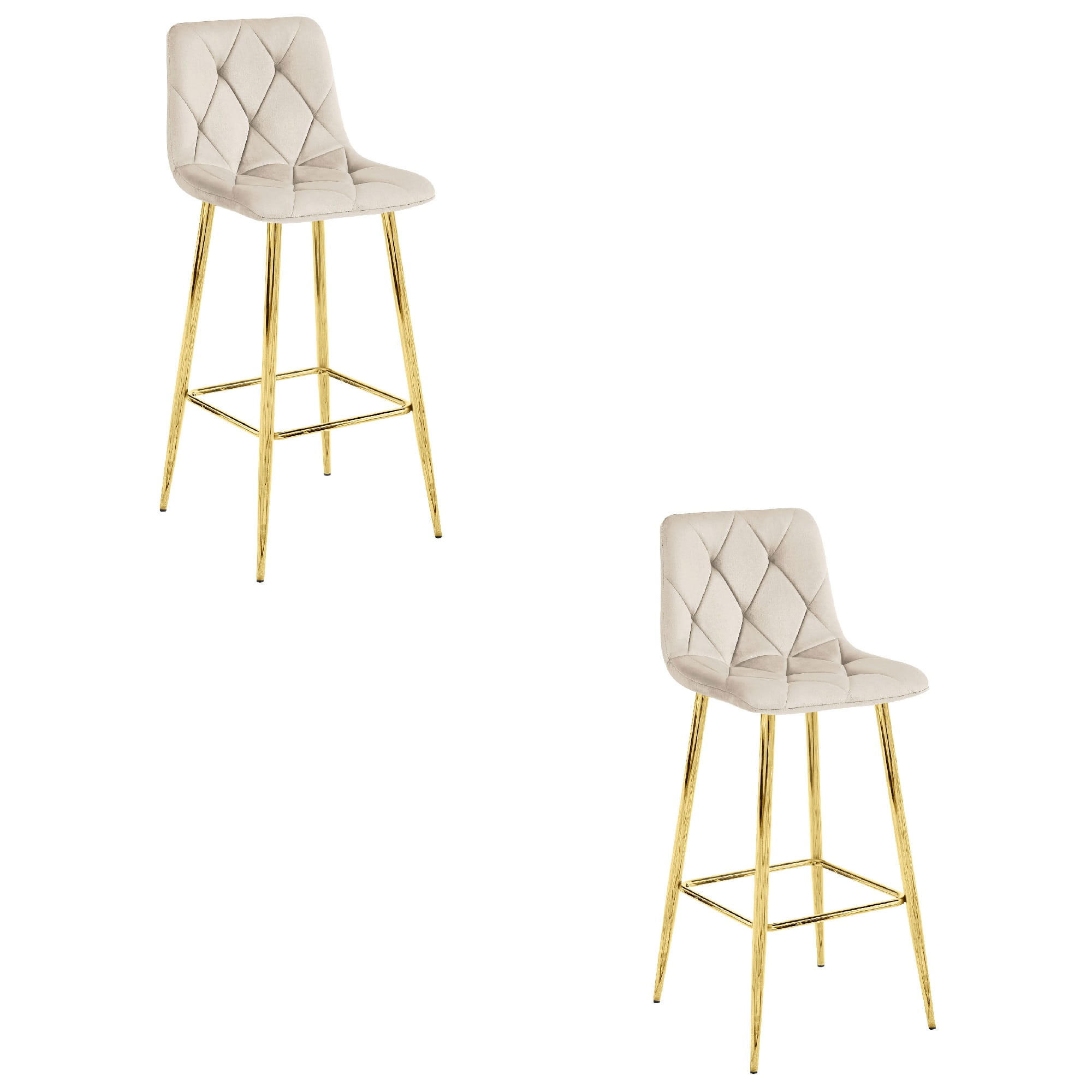 BARHOCKER 2-er Set KODA beiger Sitz, Goldbasis - Beige, Textil (43.5/104/32.5cm) - Valora