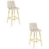 BARHOCKER 2-er Set KODA beiger Sitz, Goldbasis - Beige, Textil (43.5/104/32.5cm) - Valora