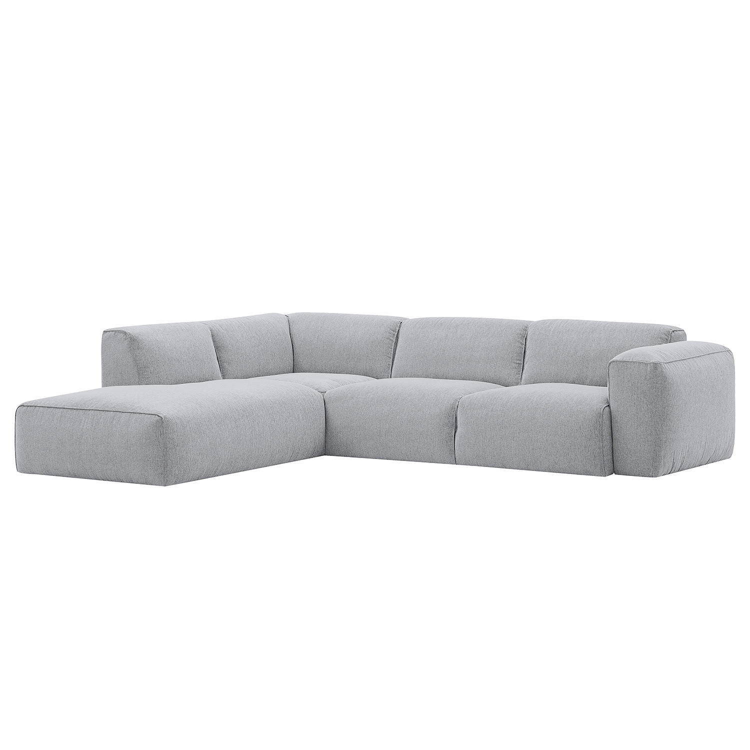 3-SITZER ECKSOFA mit Recamiere - Hellgrau/Schwarz, Kunststoff/Textil (295/231cm) - home24