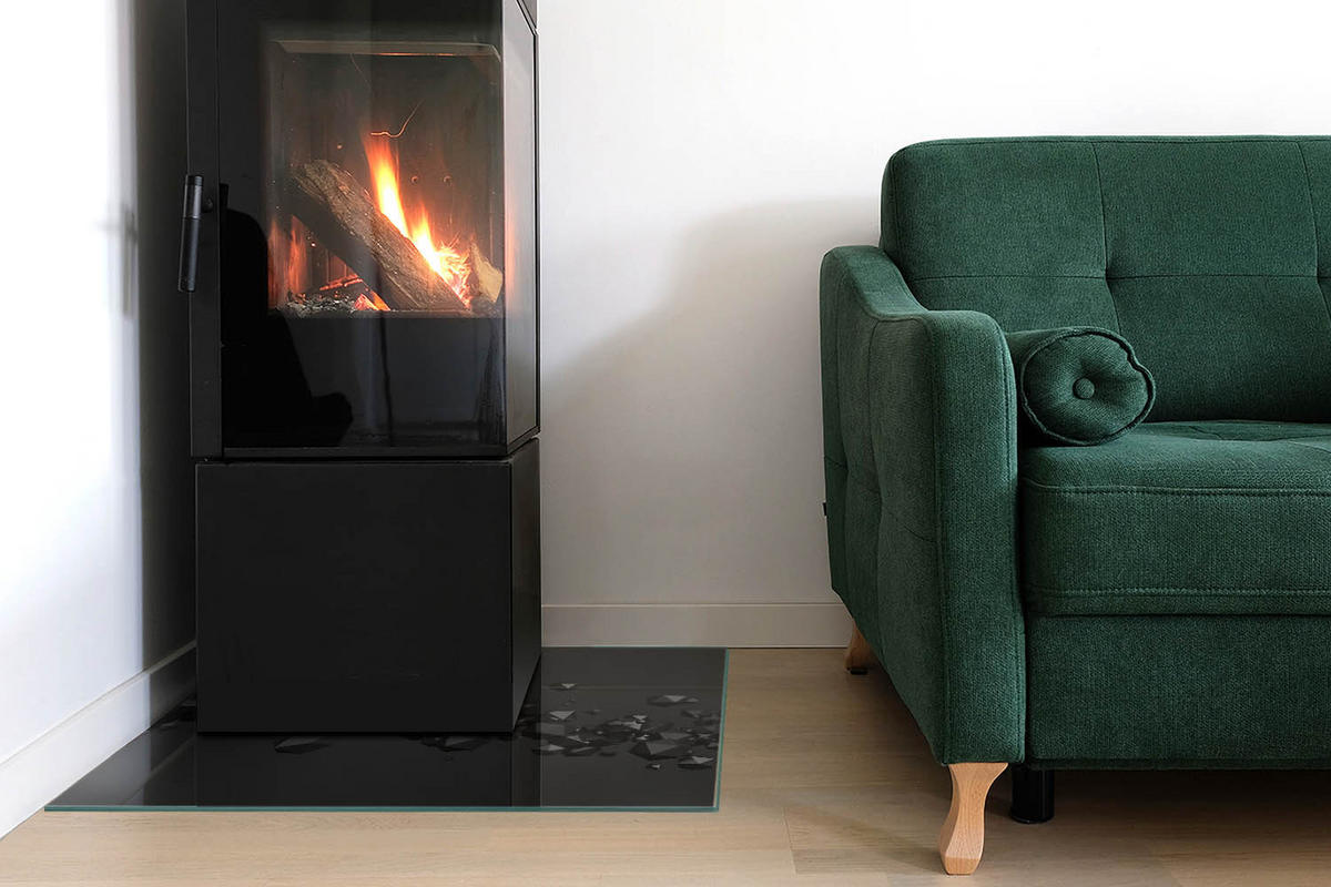 GLASPLATTE für Kamin 60x60 cm - Schwarz, Glas (60/60/0.4cm) - TULUP