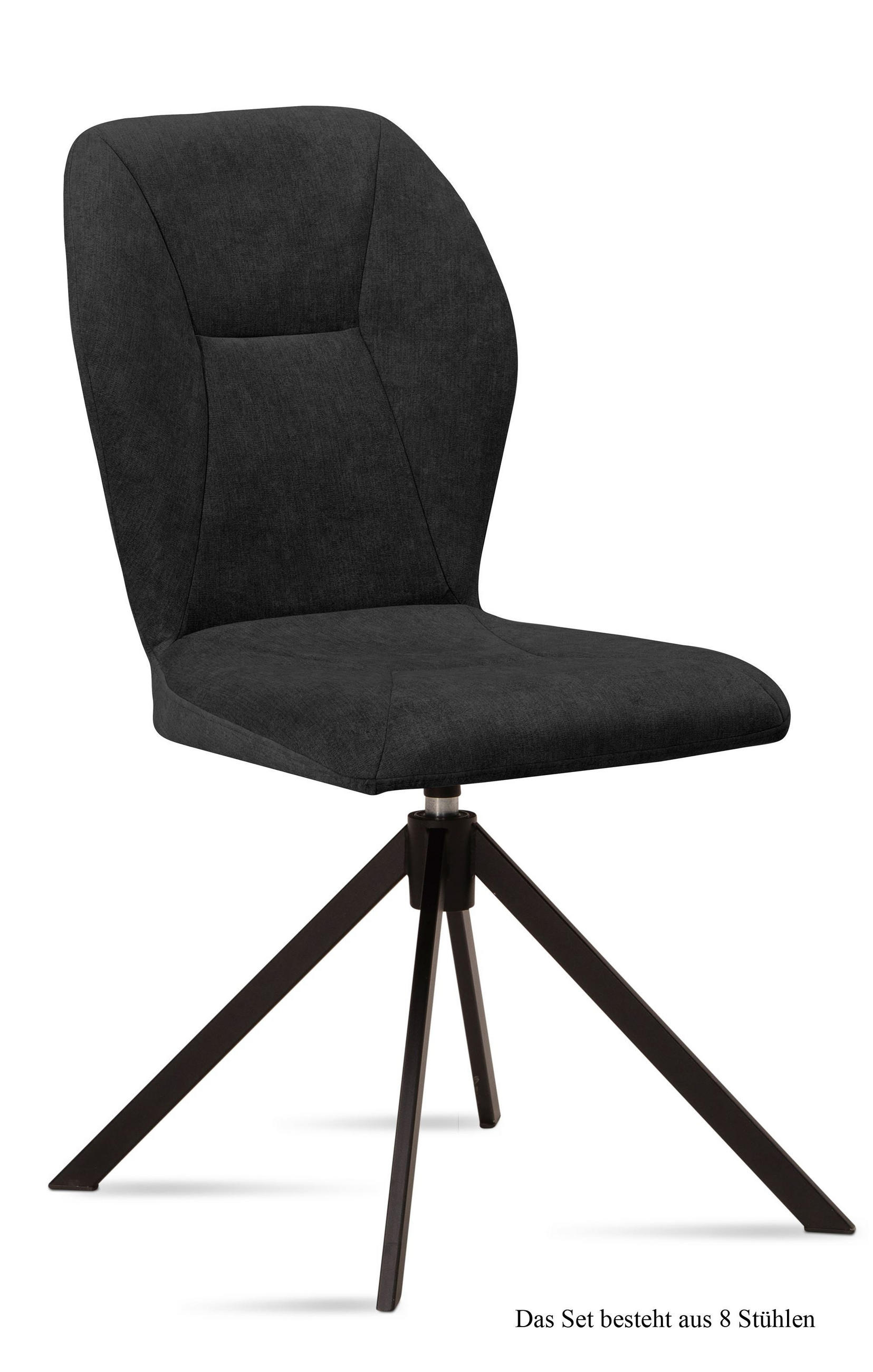 ESSZIMMERSTUHL drehbar (8er-Set) Denyse 51x92x60 Schwarz/Anthrazit - Anthrazit/Schwarz, Kunststoff (60/92/51cm) - 58aufmkessel