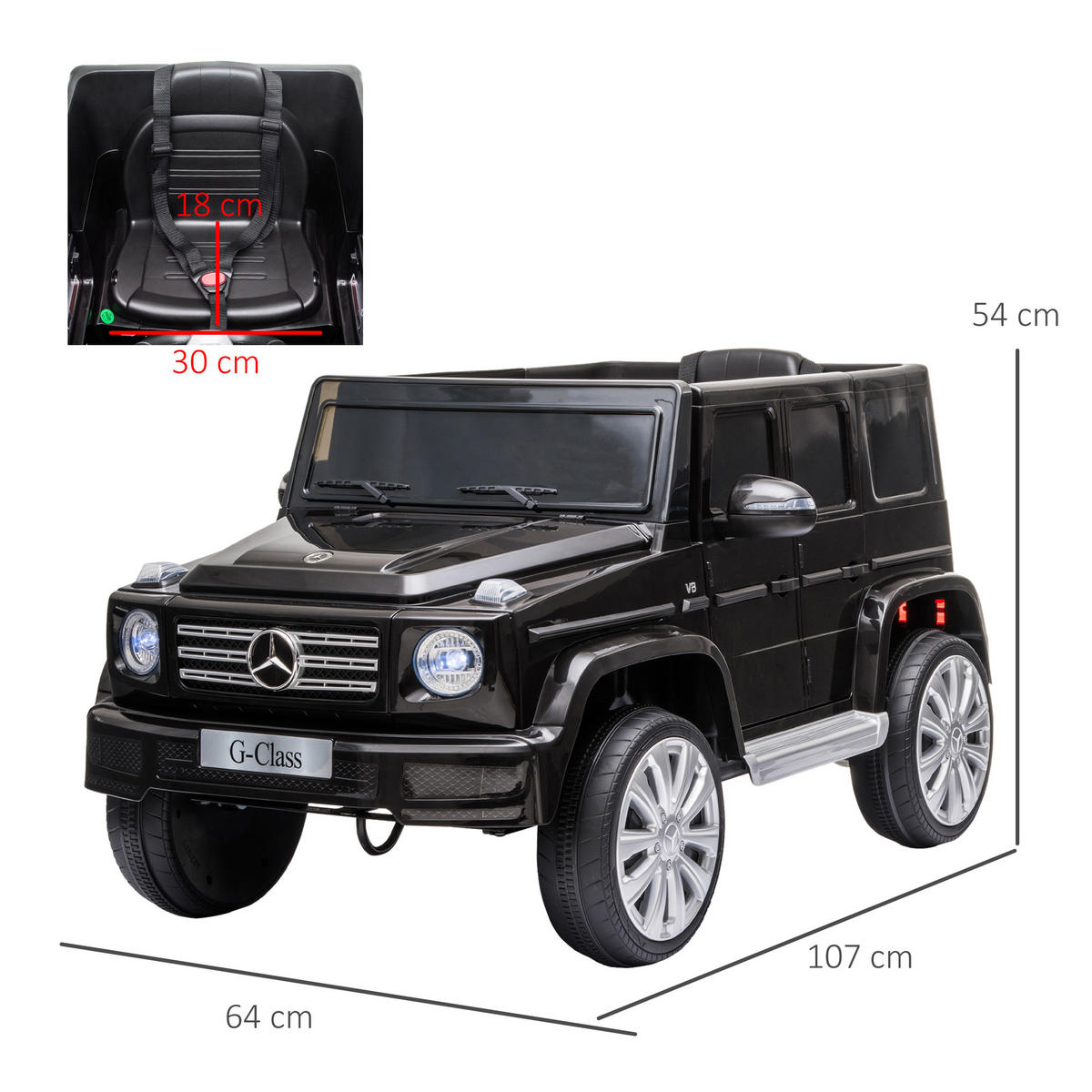 ELEKTRO-KINDERAUTO DE-13096 Fernbedienung Schwarz - Schwarz, Kunststoff (107/64/54cm) - ComfortXL