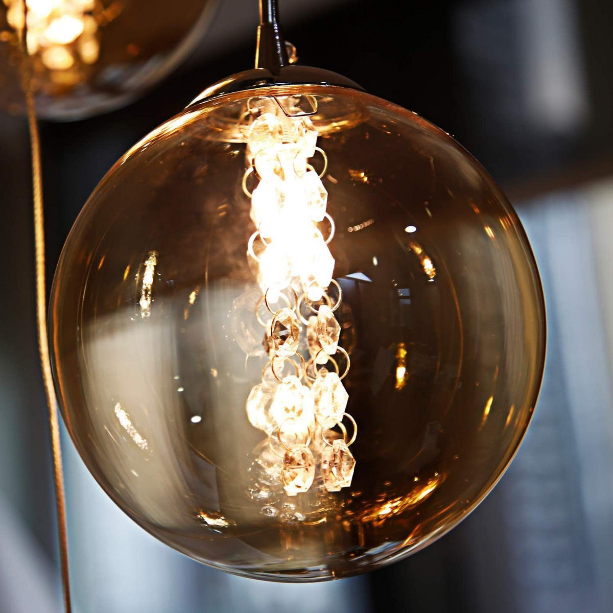 HÄNGELEUCHTE Energie 6-flammig 31/31/150 cm - Bernsteinfarben, Glas (31/31/150cm) - Nettlife