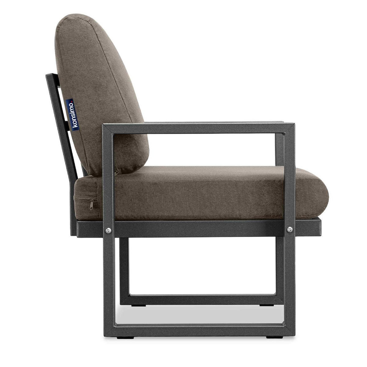 GARTENSOFA FRENA 2-Personen ,Anthrazit|Beige - Anthrazit/Beige, Textil/Metall (130/65/60cm) - KONSIMO®