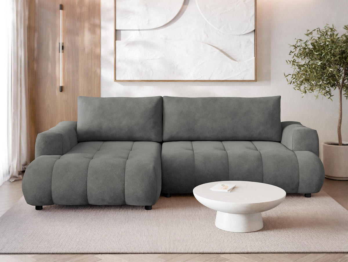 ECKSOFA Haiti, Seite: Links LC+2R - Schwarz/Grau, Holz/Textil (276/156cm) - MIRJAN24