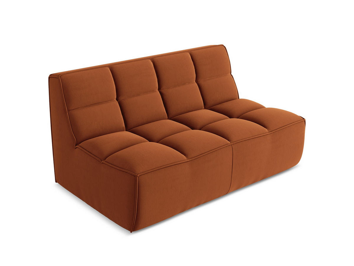 2-SITZER-SOFA Samt Stoff Orange - Terra cotta/Schwarz, Kunststoff/Textil (160/75/93cm) - Makamii