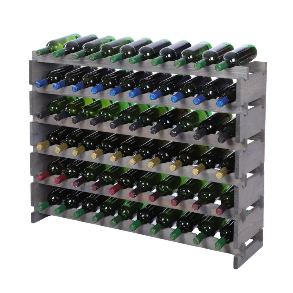 WEINREGAL VINOTECA FLEX PRO HxBxT 79x103x28cm 60 Flaschen auf 6 Ebenen Grau - Grau, Holz (103/79/28cm) - PROREGAL
