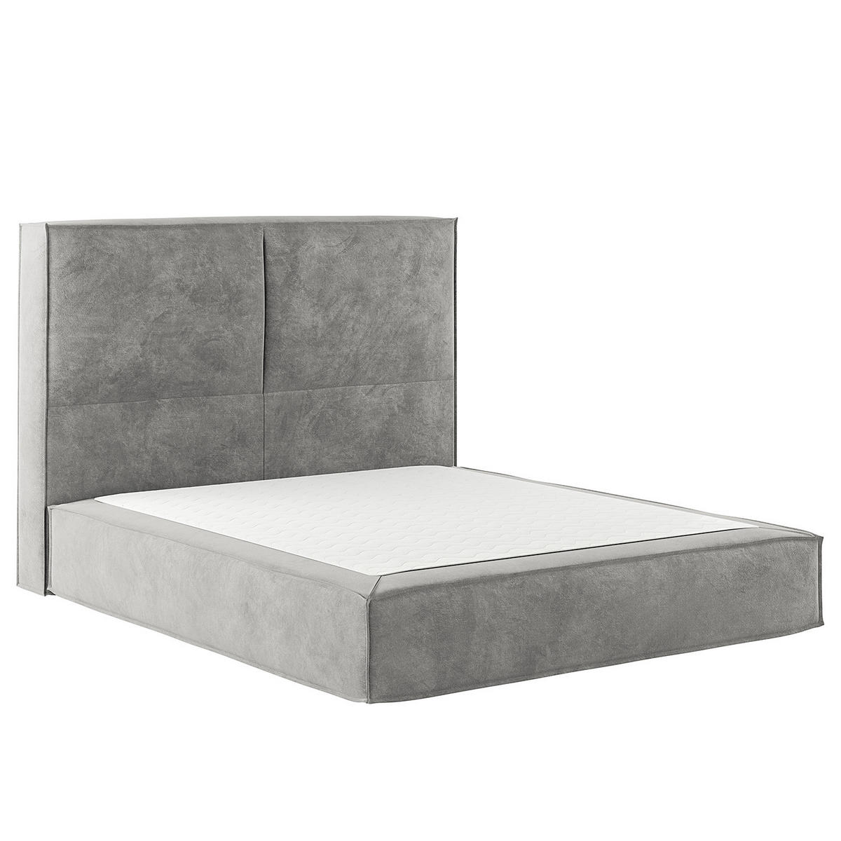 BOXSPRINGBETT mit Kopfteil - Premium - Hellgrau, Textil (180/200cm) - home24