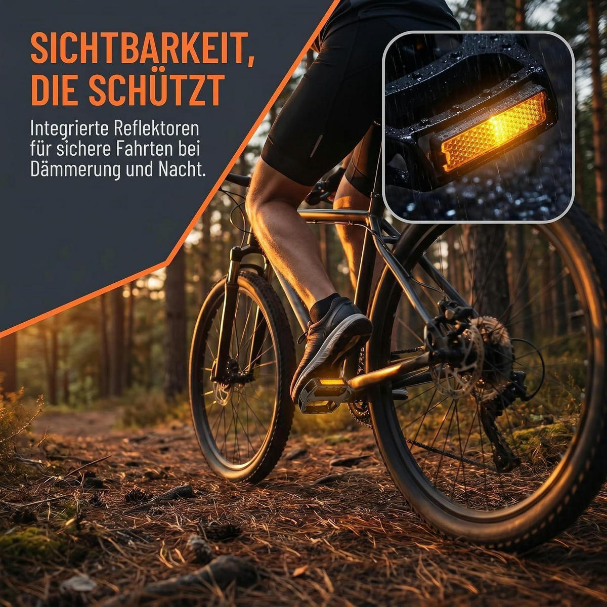 FAHRRADPEDALE 9/16 Zoll Aluminium mit Reflektoren Schwarz - Schwarz, Metall (10/1.5/12cm)
