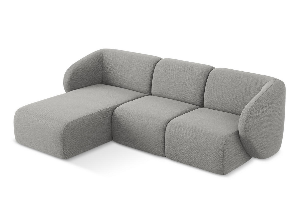 ECKSOFA Links Bouclé Stoff Grau - Hellgrau/Schwarz, Holzwerkstoff/Kunststoff (248/166cm) - Makamii