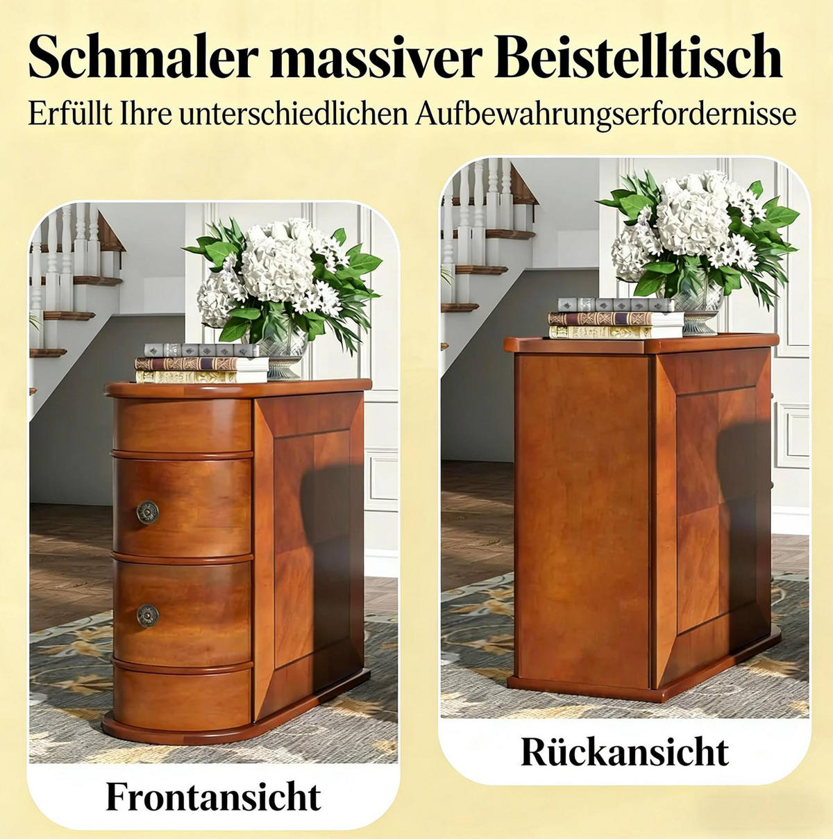 BEISTELLTISCH 60/60/27 cm Walnuss aus Holz mit 2 Schubladen - Walnussfarben, Holzwerkstoff (60/27/60cm) - OKMYHOME