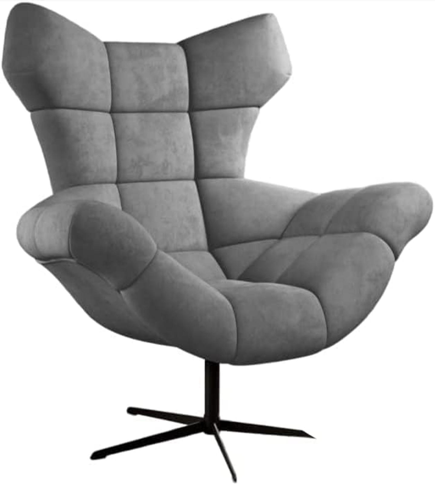 SESSEL SENSI Relaxstuhl mit 360° Drehung und Schwingfunktion – Lux-Schaumkissen, Grau, 104x46x119 cm - Schwarz/Grau, Holz/Textil (104/119/84cm) - DomoHome