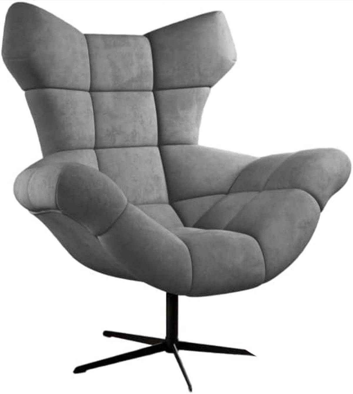 SESSEL SENSI Relaxstuhl mit 360° Drehung und Schwingfunktion – Lux-Schaumkissen, Grau, 104x46x119 cm - Schwarz/Grau, Holz/Textil (104/119/84cm) - DomoHome