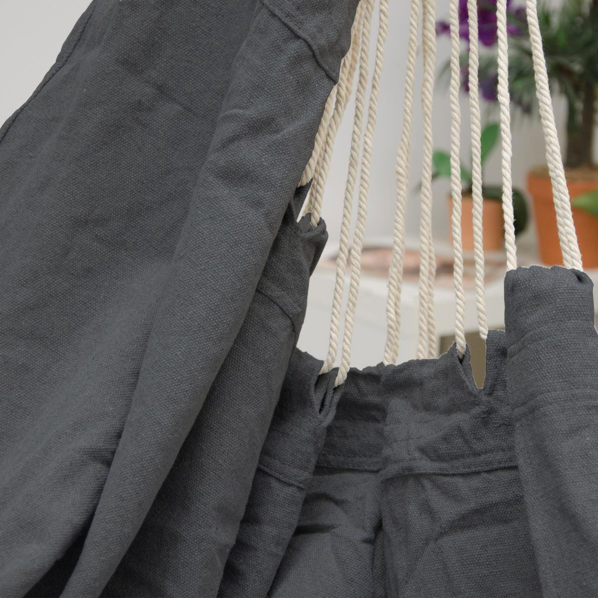 XXL HÄNGESESSEL 185/130 cm Belastbar bis 150 kg Anthrazit - Grau, Textil (1/155/185cm) - Amanka