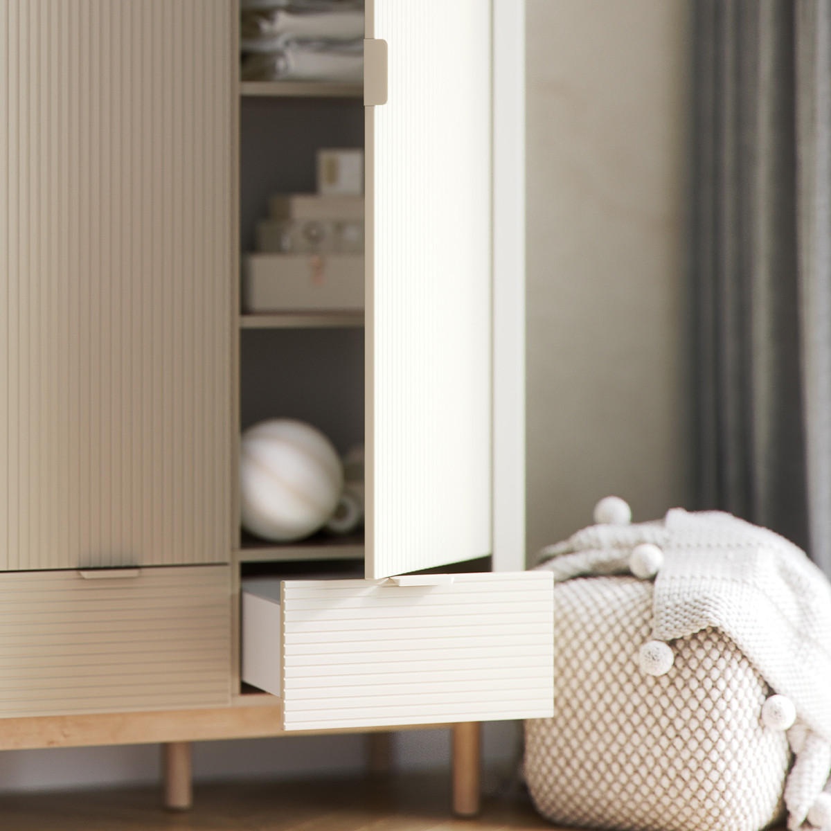 SKŘÍŇ 2DVEŘOVÁ Miloo Šampaňské - béžová, kompozitní dřevo (100/198/52.5cm) - Petits-meubles