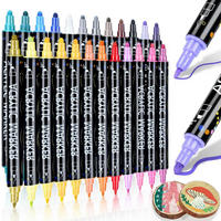 ACRYLSTIFTE 24er Set Doppelspitze Wasserfest 0.5-5mm - Multicolor, Kunststoff (1/1/17cm)