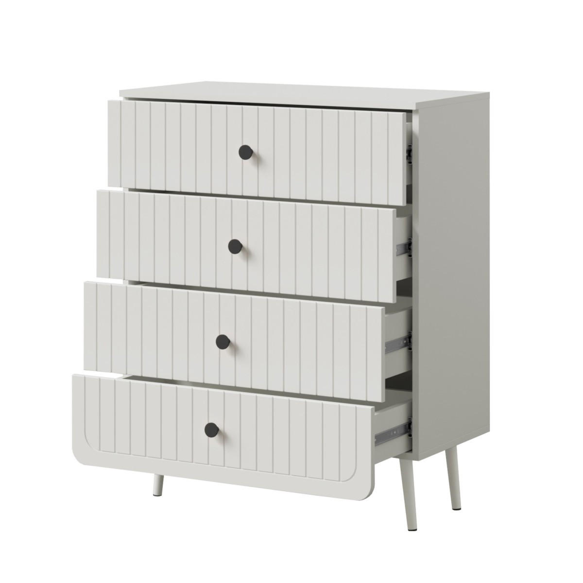 KOMMODE mit Schubladen Chloe 4S 80 Weiß (schwarzer oder goldener Griff) - Schwarz/Weiß, Holzwerkstoff/Kunststoff (80/100/40cm) - mzm24