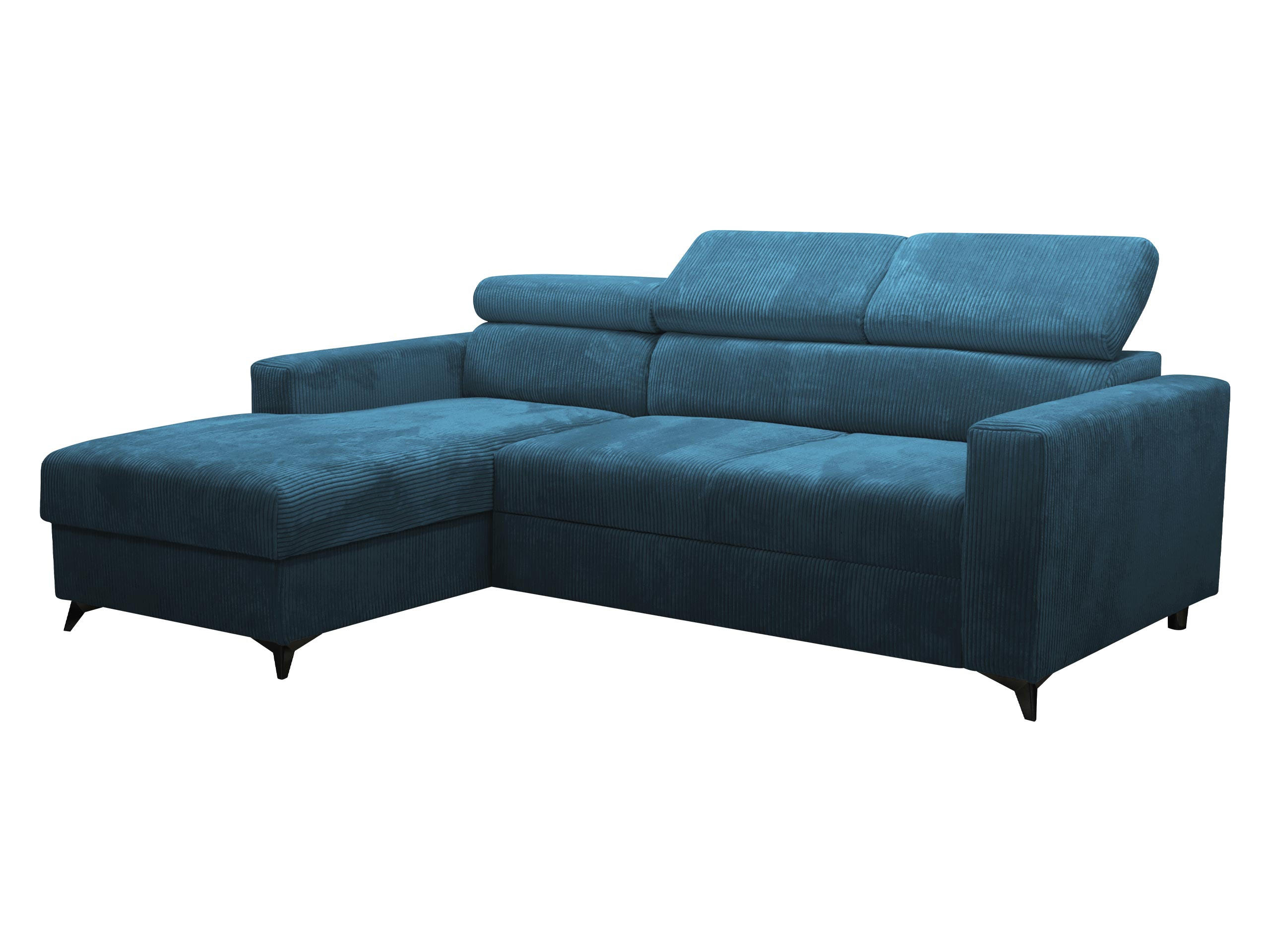 ECKSOFA Milano Premium Cord, Seite: Links LC+2R - Blau/Schwarz, Holz/Textil (236/172cm) - MIRJAN24